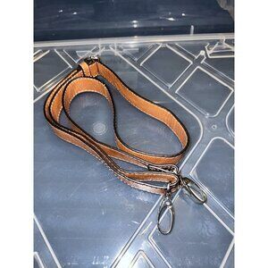 Cognac Brown Leather Crossbody Strap Silvertone Buckle 37" - 50"